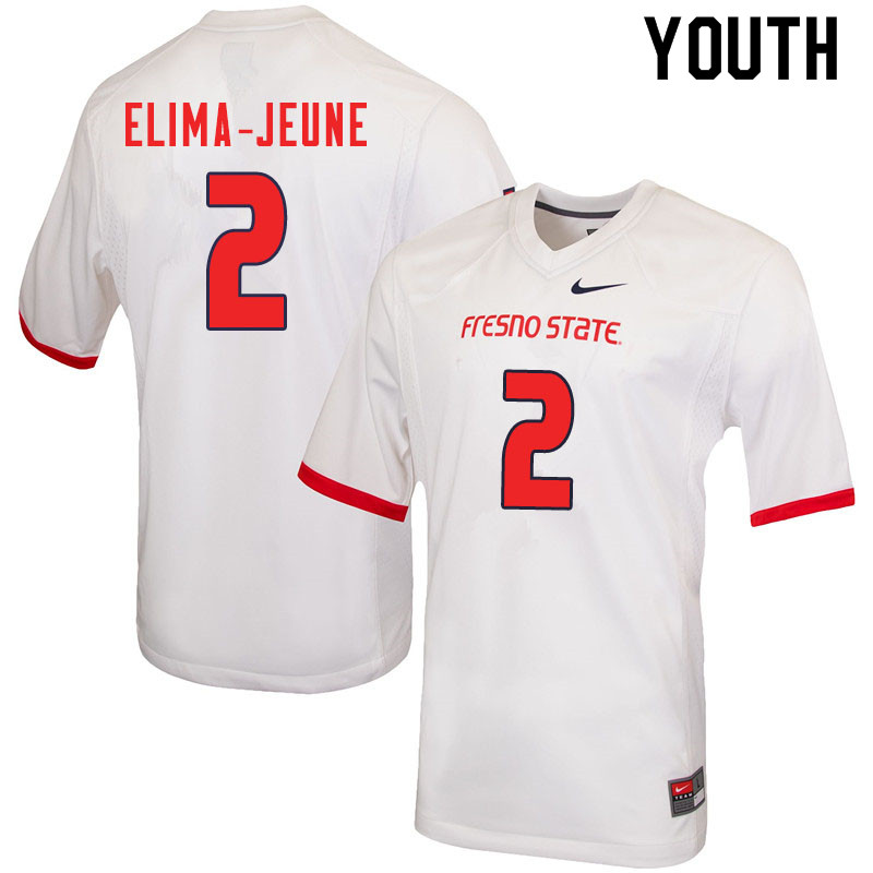 Youth #2 Patrick Elima-Jeune Fresno State Bulldogs College Football Jerseys Sale-White
